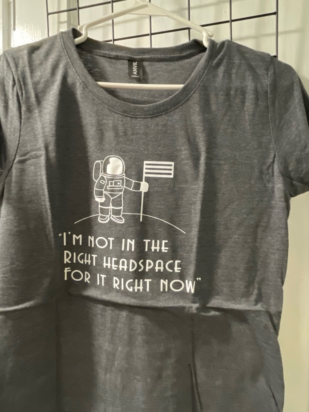 Anvil Kids Dark Gray Astronaut Graphic Tee - White Print